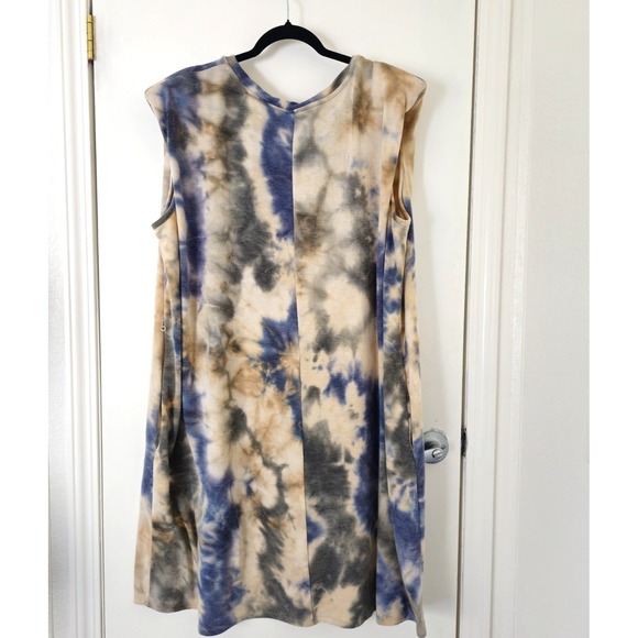 Ashley Stewart New With Tags Tie Dye Women's Dress Size 22 / 24 W Tan Blue, Grey - Picture 9 of 16